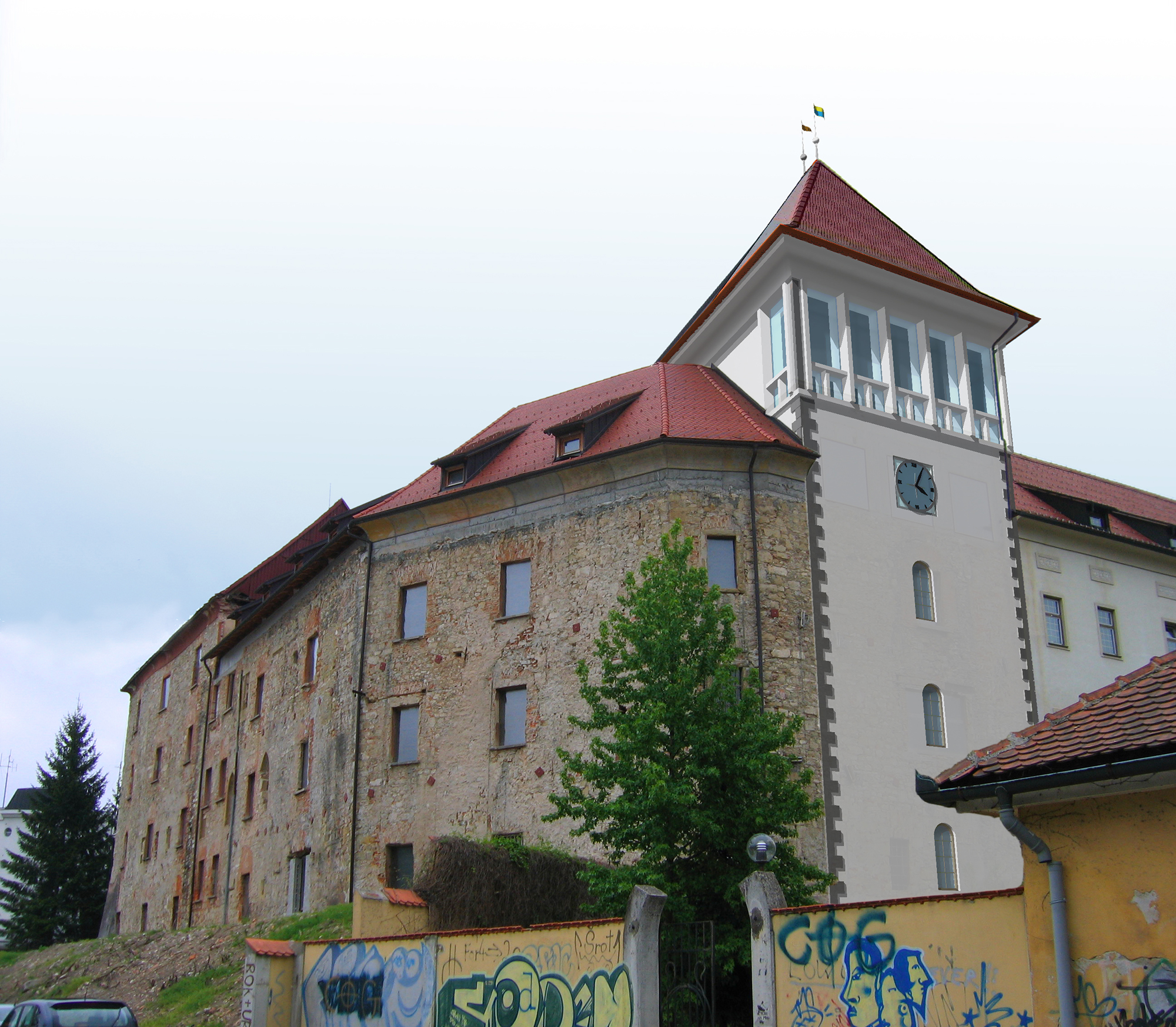 Spodnji grad Celje z razglednim stolpom